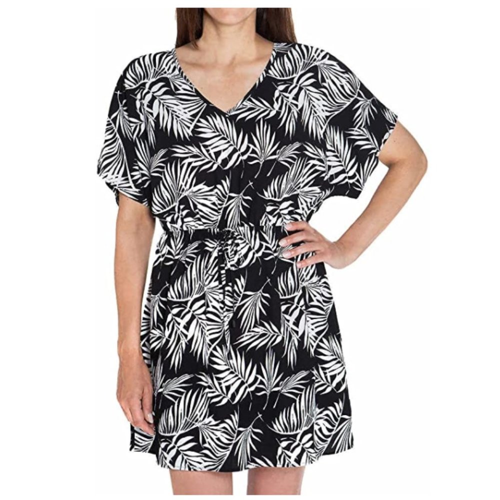 NWoT Mario Serrani Womens Swim Cover Up Black And White Size L $55 11HL324